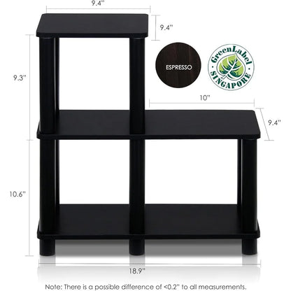 3-Tier Decorative Shelf Heavy Duty Composite Wood PVC Tubes Easy Assembly