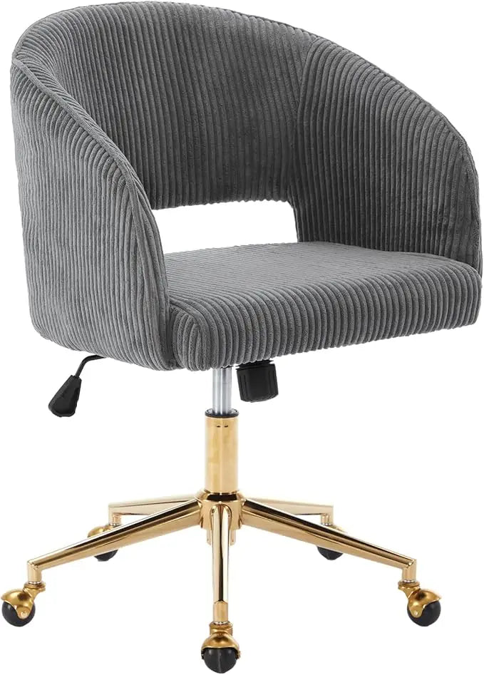Gold Base Home Office Chair with Swivel and Velvet material