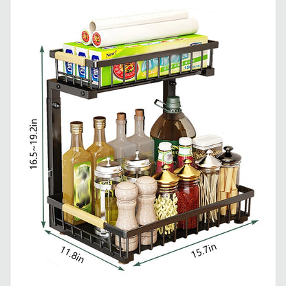Carbon steel 2-Tier Pull Out Under Sink Storage Shelf