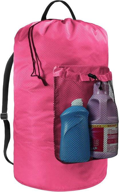 Laundry Bag/Backpack with Shoulder Straps and Mesh Pockett,