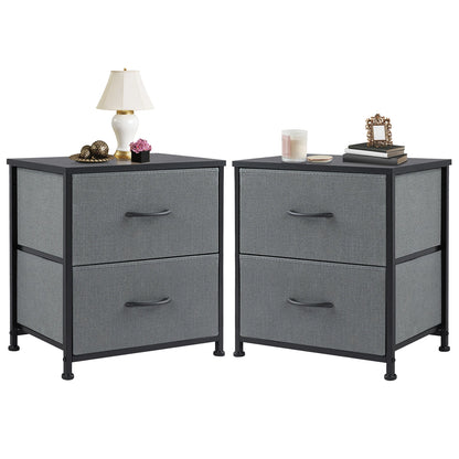 Bedside Nightstand With 2 Fabric Drawers and Lots More