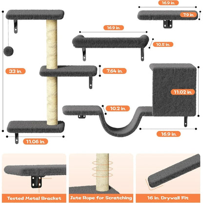 6 in 1 Pet Wall Furniture Set, Stable & Safe