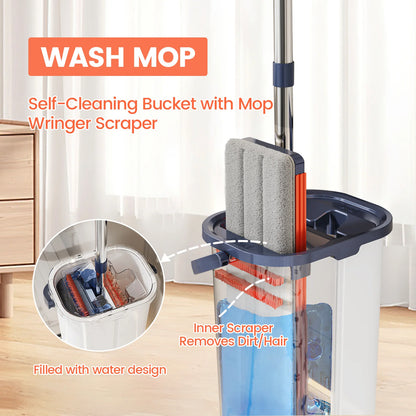 Floor Mop Bucket Separate Clean and Dirty Water