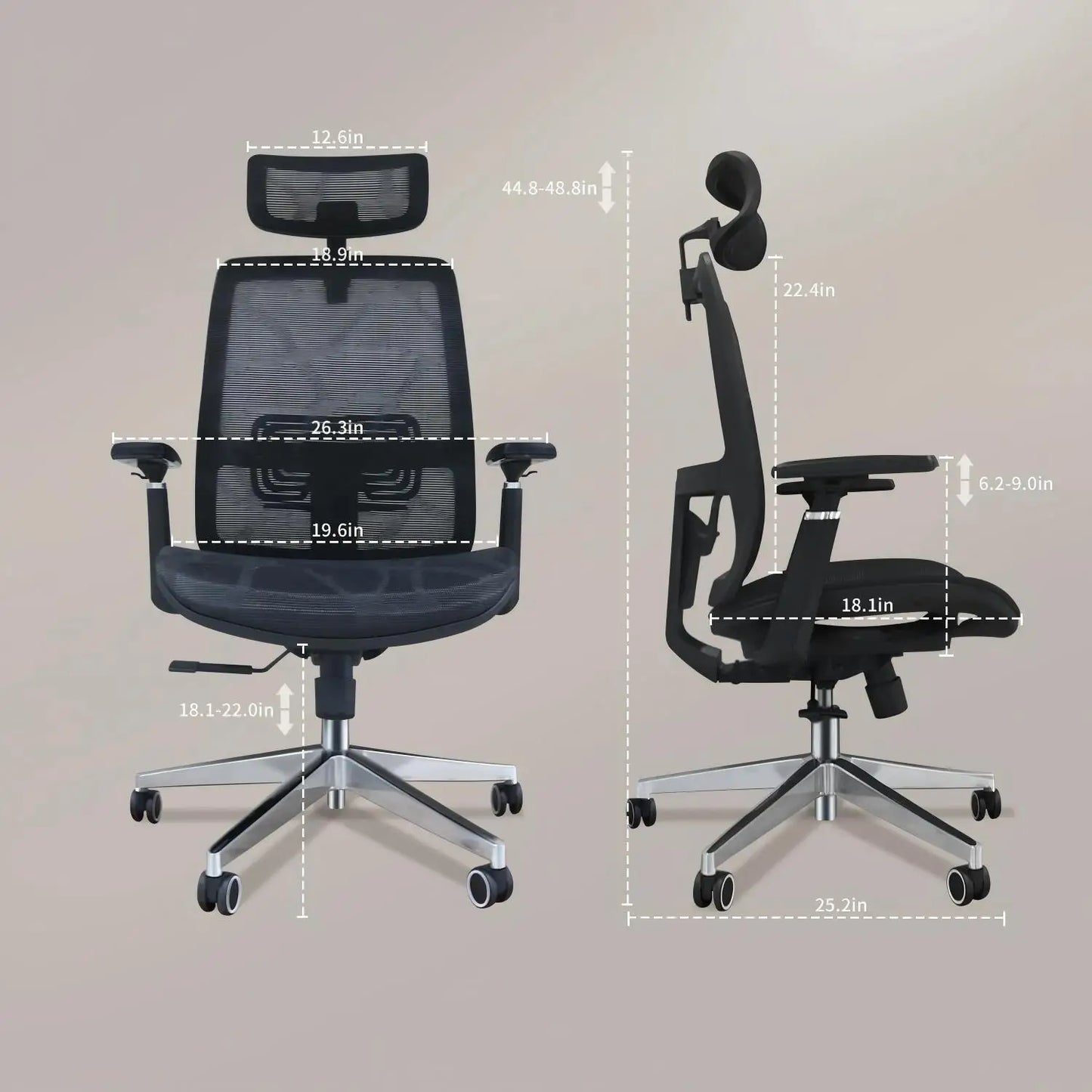 Ergonomic Office Chair, High Back Adjustable Swivel with Headrest & Lumbar Support