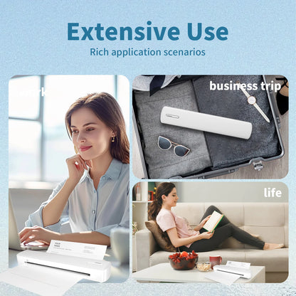Portable Printer Wireless Inkless Thermal A4 C80 300DPI Support Android & iOS
