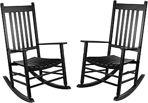 2 Wooden Rocking Chair Set with Side Table
