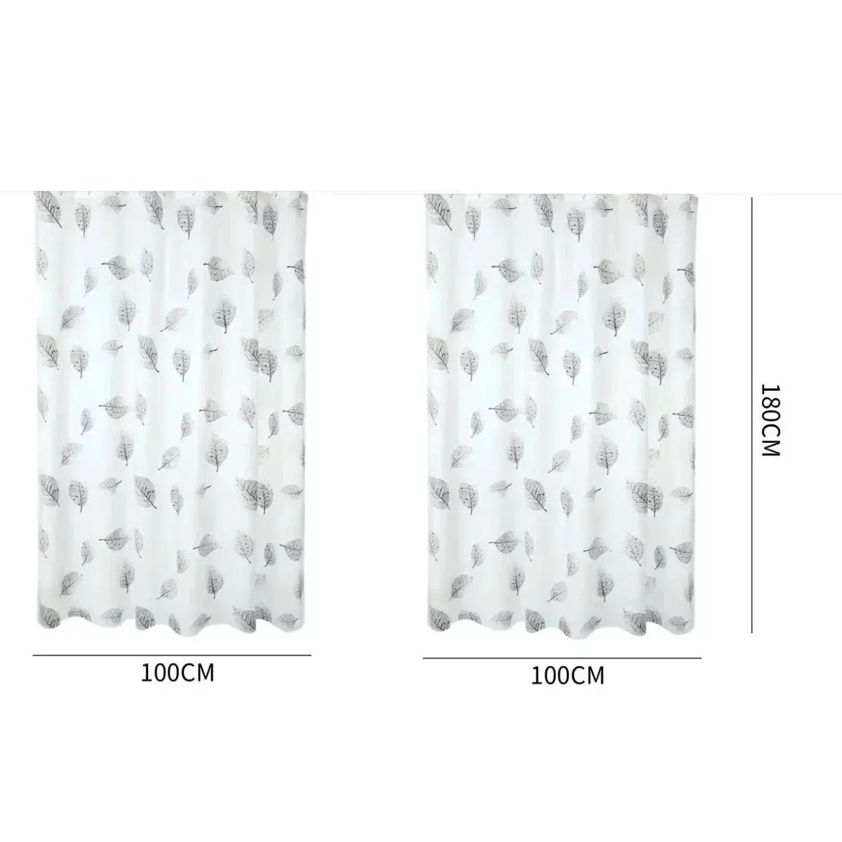 Leaf Pattern Shower Curtain Waterproof  With Rustproof Hooks