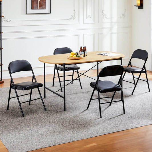 Padded Folding Chair 4 Pack Sturdy Metal Living Room Rocking Dinner Chairs Easy to Use Storage Outdoor Home Office
