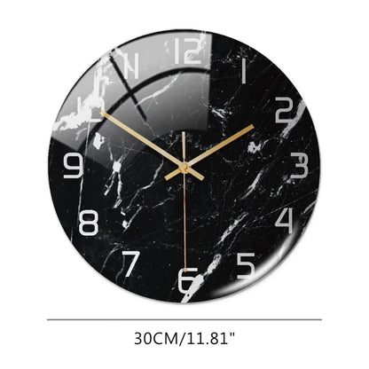 Luxury 3D Acrylic Marble Pattern Wall Adhesive Clock Metal Needles