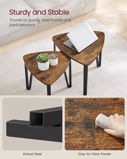 Set of 2 Nesting End Tables, Industrial Style