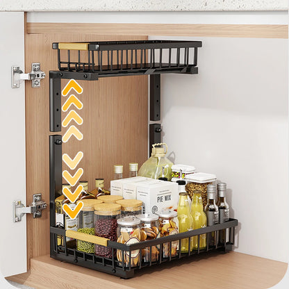 Carbon steel 2-Tier Pull Out Under Sink Storage Shelf