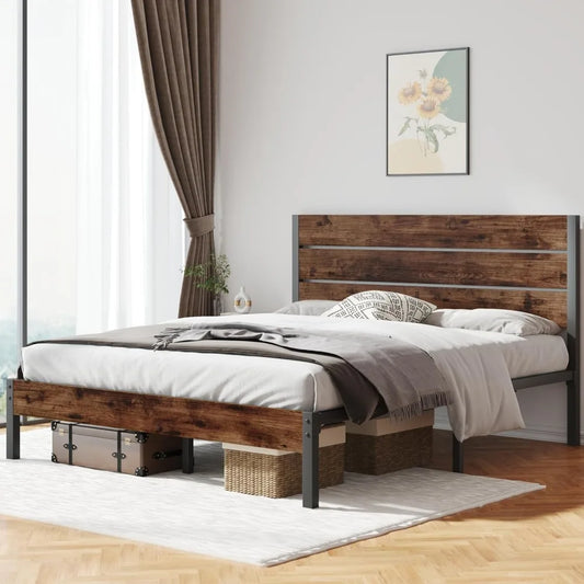 Metal Bed Frame with Headboard, Footboard, No Box Spring Needed | Easy Assembly