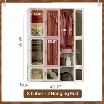 Plastic Portable Wardrobe Closet/ Organizer with Magnetic