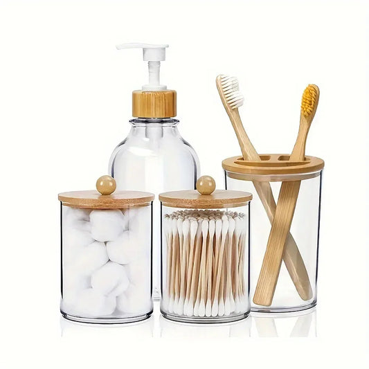 4pcs Bamboo Bathroom Accessories Set