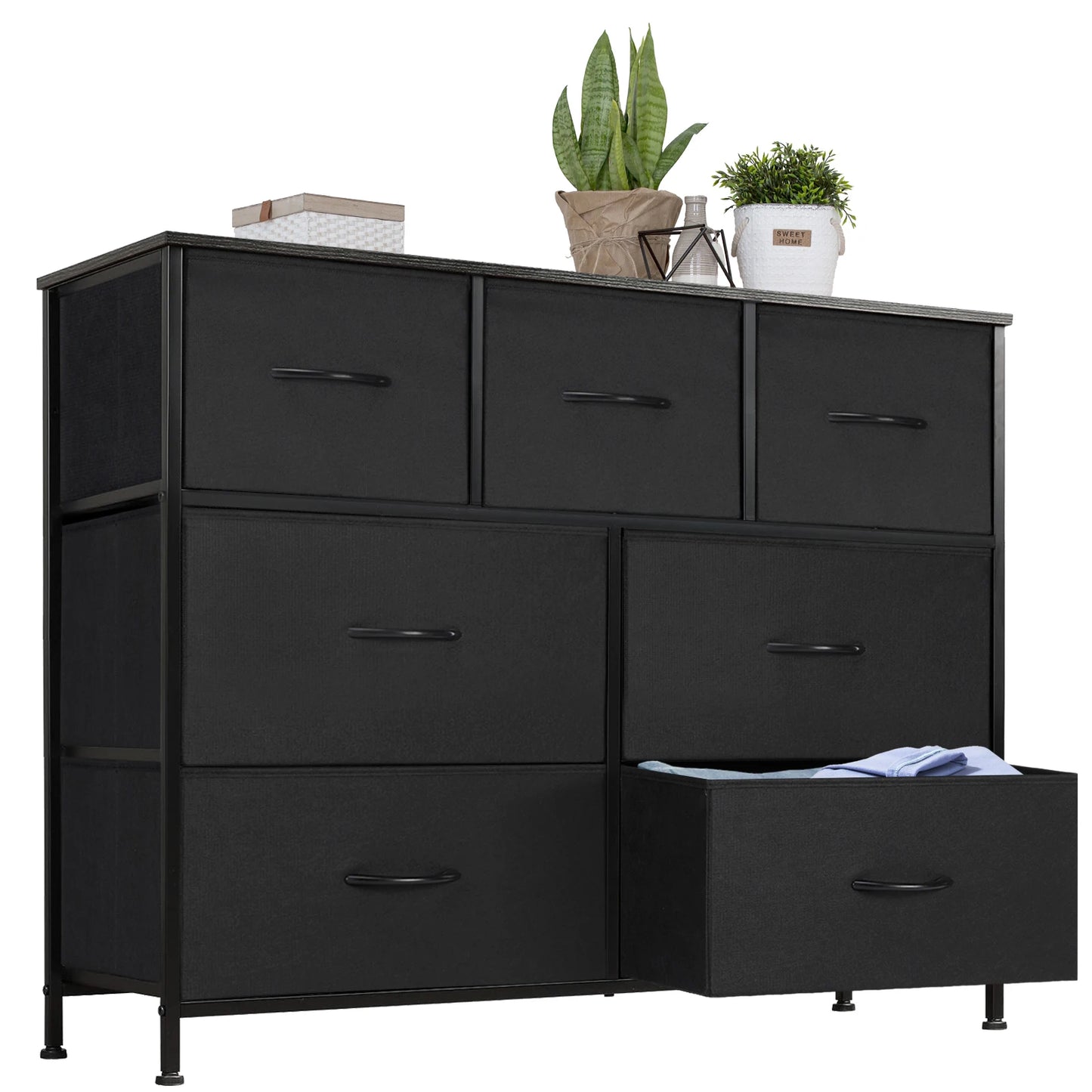 Dresser With 7 Fabric Drawers for Storage