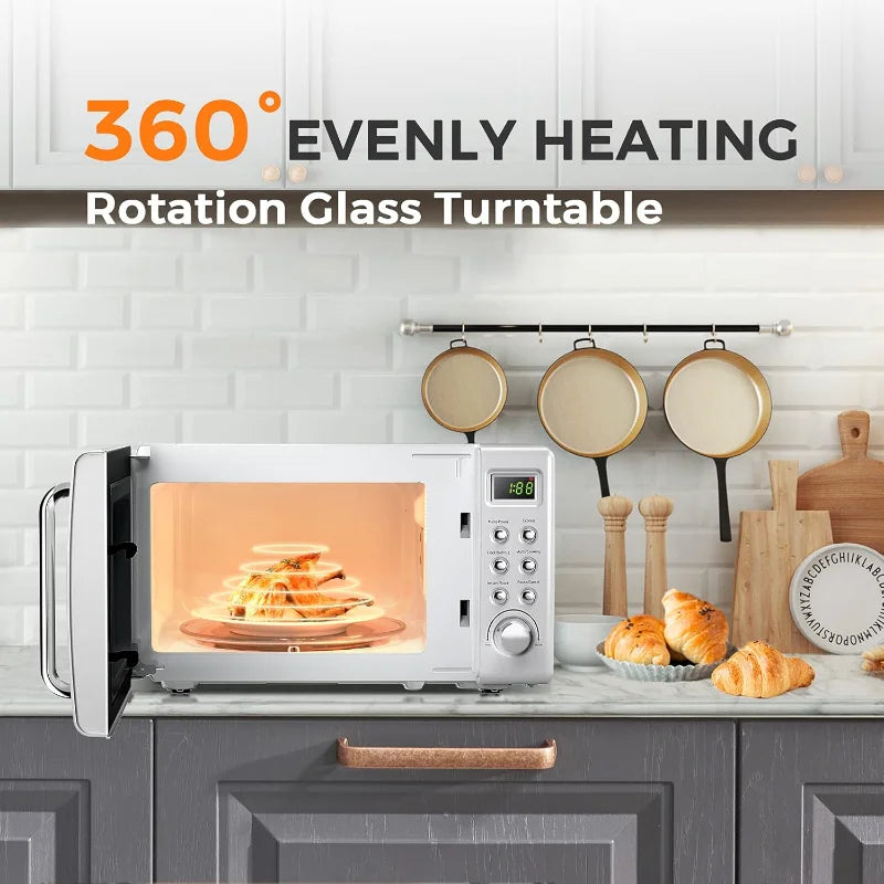0.7 Cu.ft Compact Microwave Oven, Digital Timing & Delayed Start Function, 700W (White)