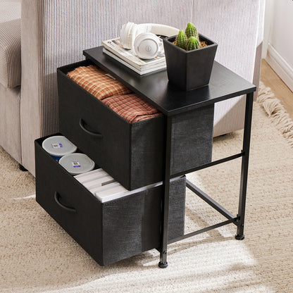 Bedside Nightstand With 2 Fabric Drawers and Lots More