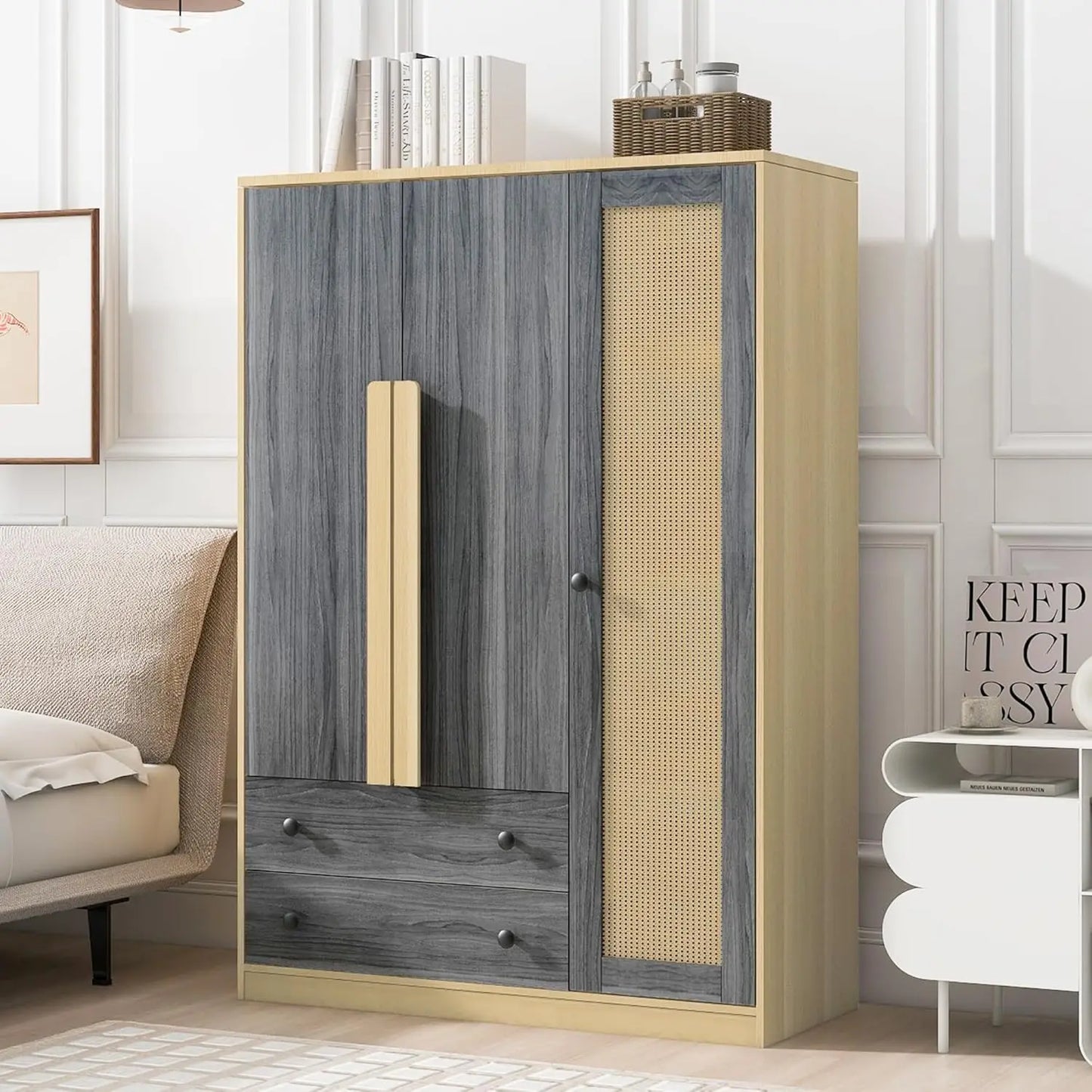 Modern Wardrobe with 2 Drawers and 3 Doors