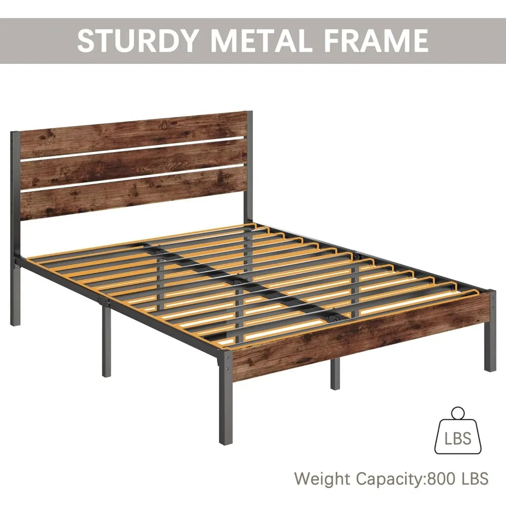 Metal Bed Frame with Headboard, Footboard, No Box Spring Needed | Easy Assembly