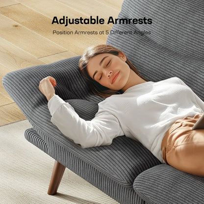 Futon Sofa Bed with Adjustable Backrest & Armrests