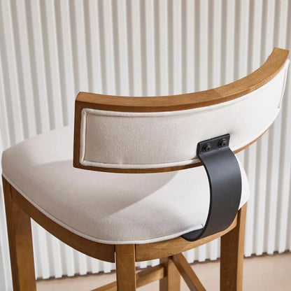 Set of 2, 26" Counter Stools Linen Upholstered, And Solid Wood