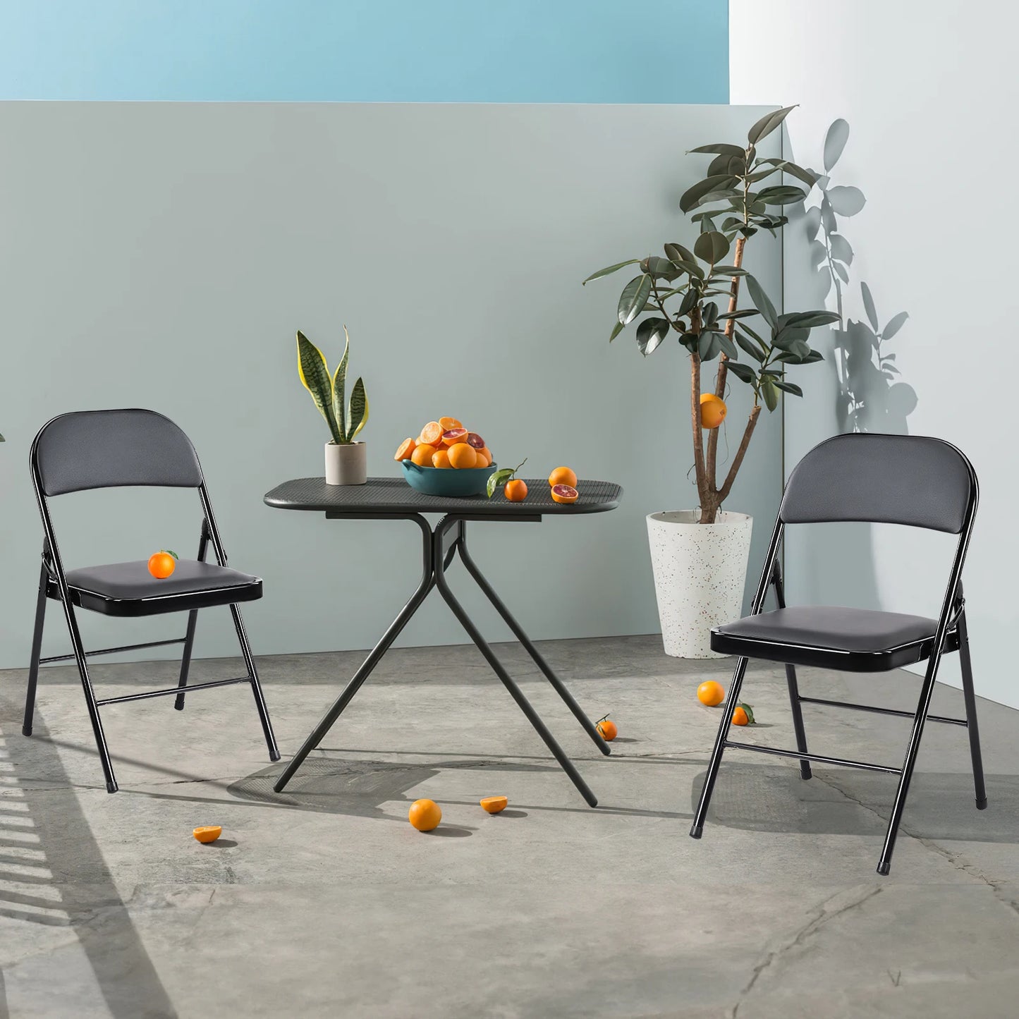 Padded Folding Chair 4 Pack Sturdy Metal Living Room Rocking Dinner Chairs Easy to Use Storage Outdoor Home Office
