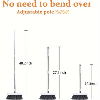 combination household long-handled dustpan and broom, with floor brush