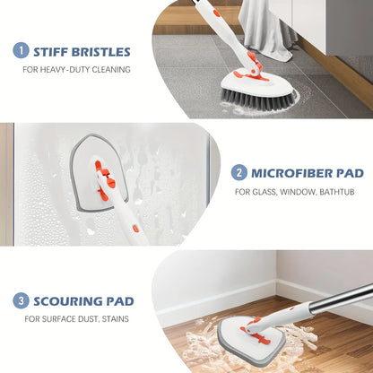 Bathroom Clearing Brush with 52 "Adjustable Handle and Replacement brushes