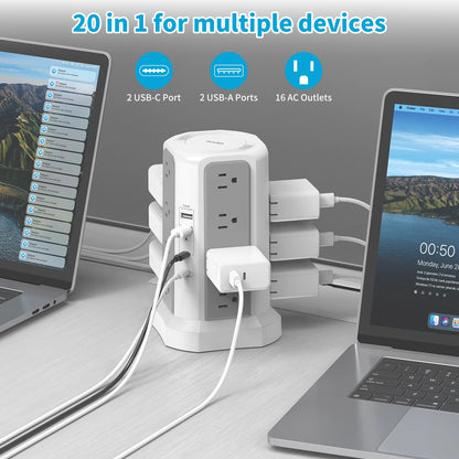 US 4-layer 3m extension tower plug-in board with PD fast charging