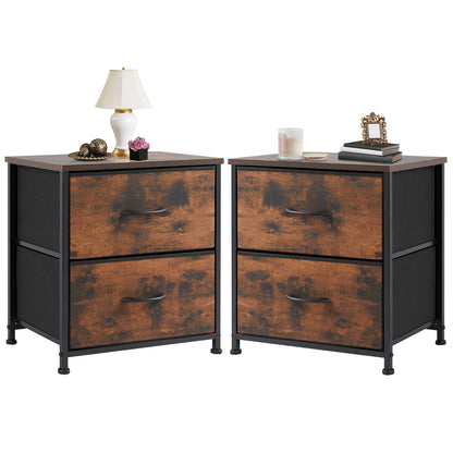 Bedside Nightstand With 2 Fabric Drawers and Lots More