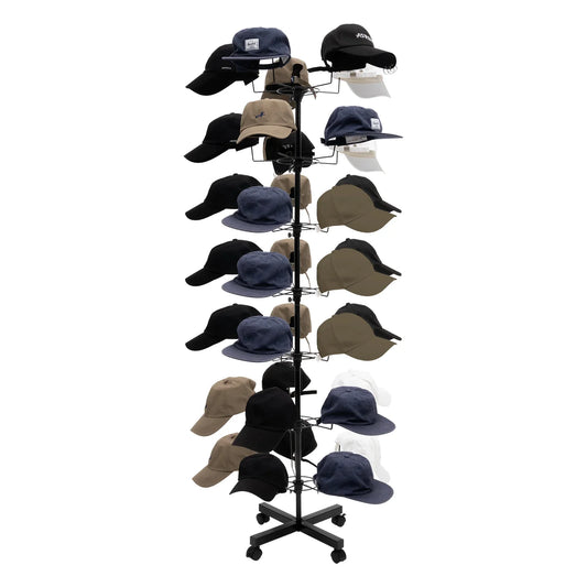 7-Tier Metal Black 35 Hat Cap Display Rotating Stand