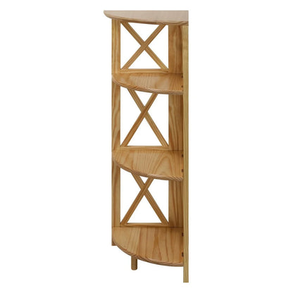 Corner Folding 3 Tier Wooden Shelves Easy to Assemble Space Saving Unit