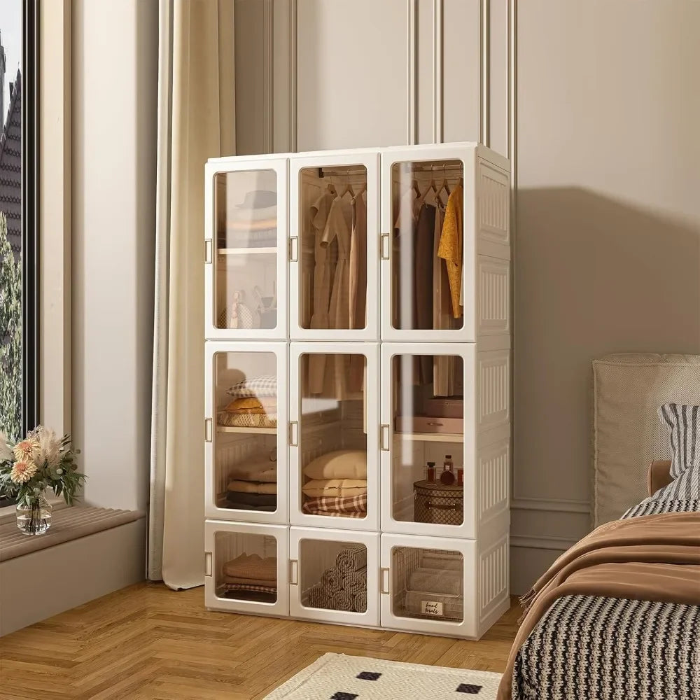 Plastic Portable Wardrobe Closet/ Organizer with Magnetic