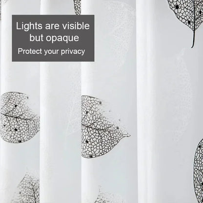 Leaf Pattern Shower Curtain Waterproof  With Rustproof Hooks