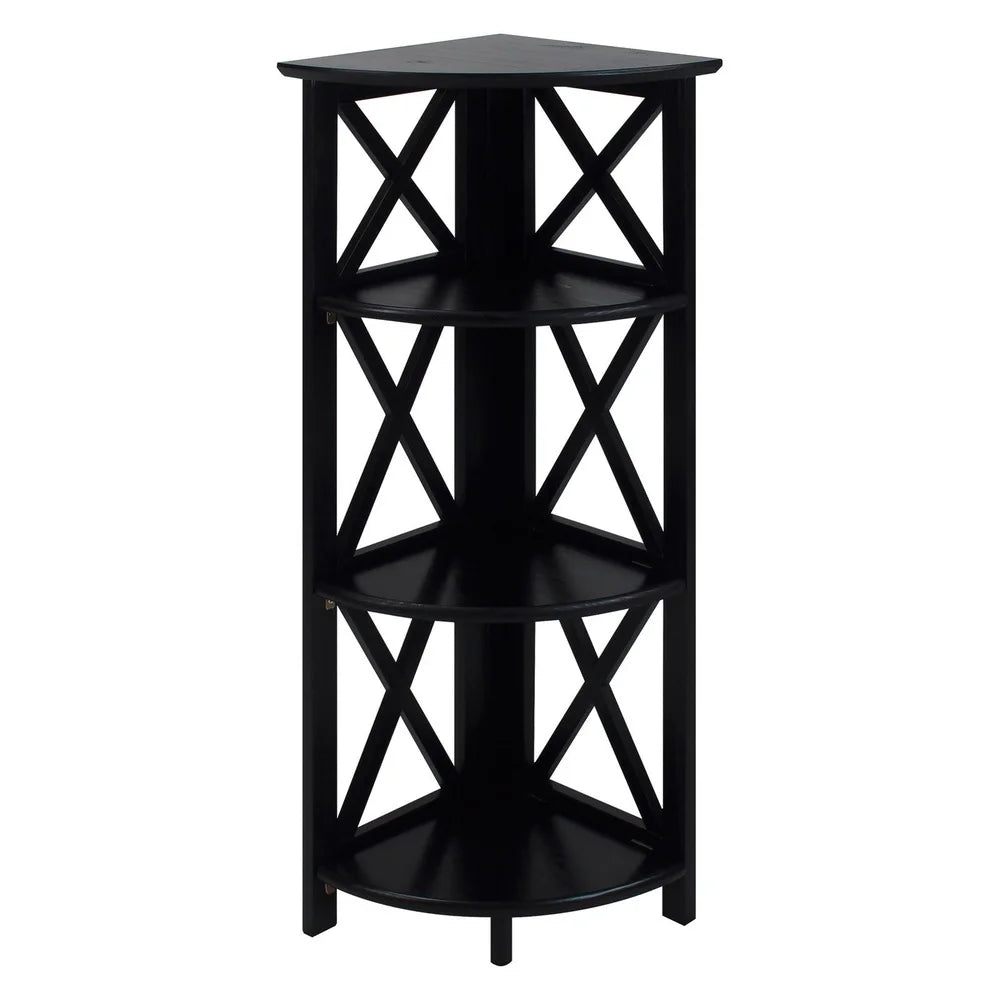 Corner Folding 3 Tier Wooden Shelves Easy to Assemble Space Saving Unit
