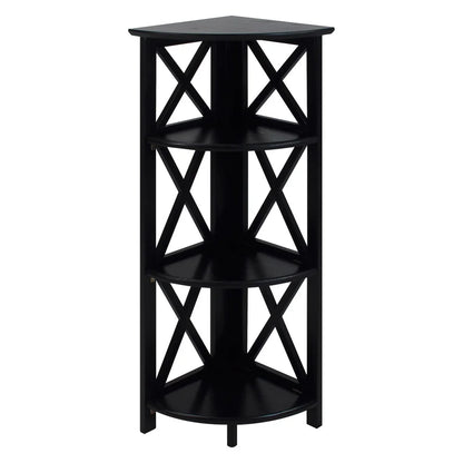 Corner Folding 3 Tier Wooden Shelves Easy to Assemble Space Saving Unit