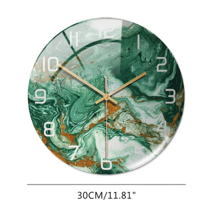 Luxury 3D Acrylic Marble Pattern Wall Adhesive Clock Metal Needles