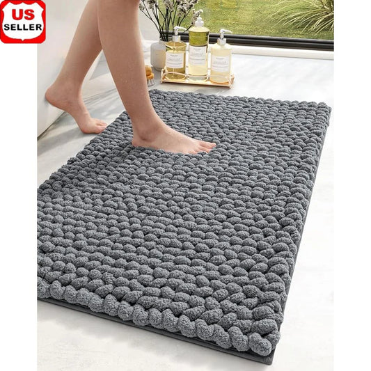 Plush Super Absorbent Chenille Bathroom Rug/ Non Slip