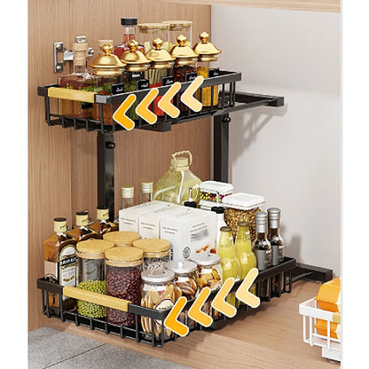 Carbon steel 2-Tier Pull Out Under Sink Storage Shelf