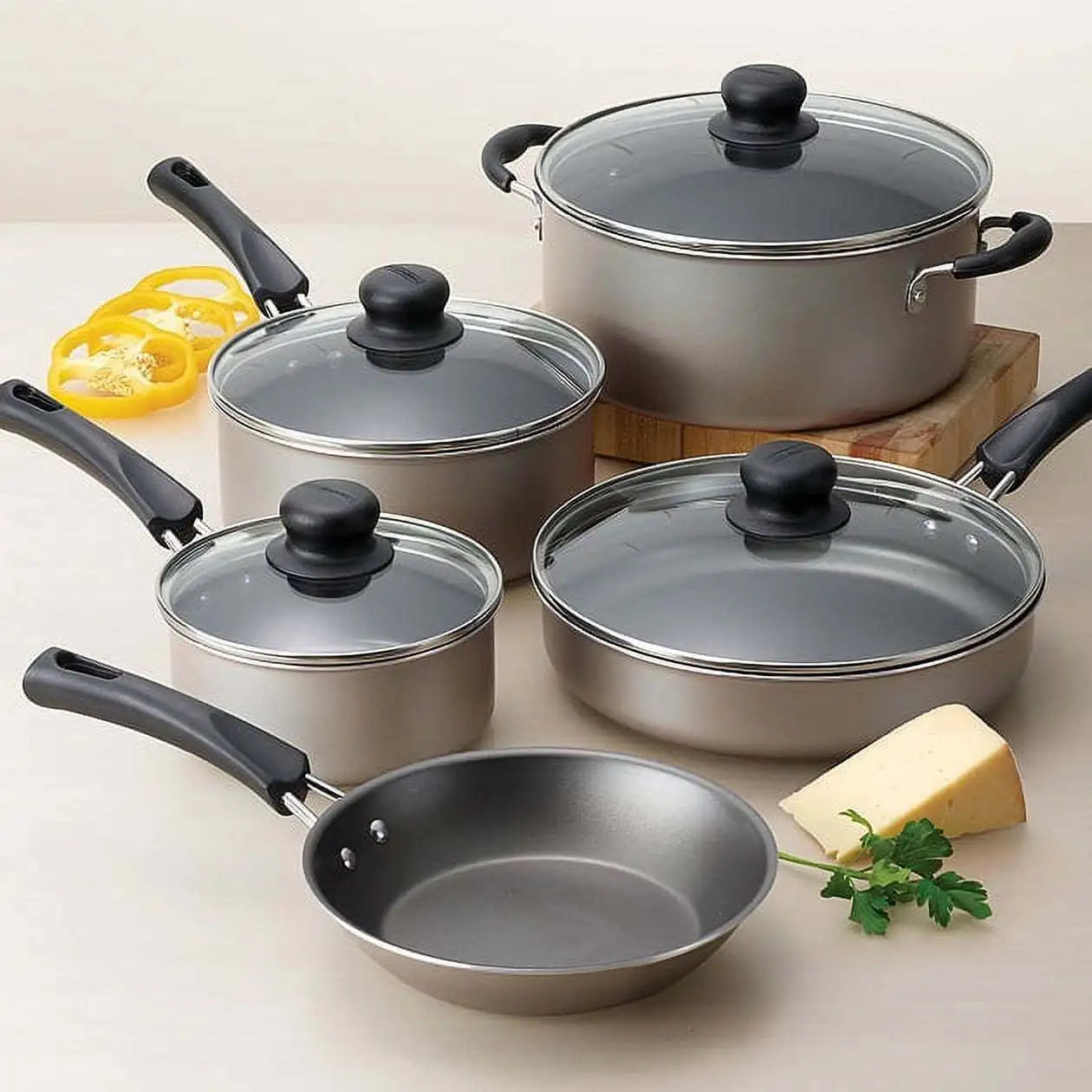 durable 9-piece non-stick cookware set