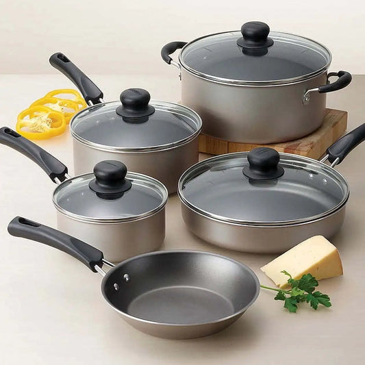 durable 9-piece non-stick cookware set