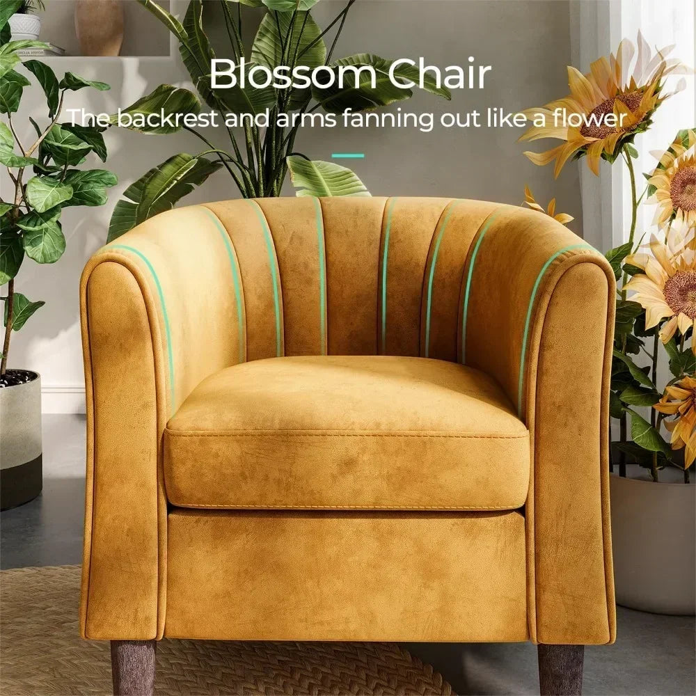 Modern Velvet Accent Barrel Armchair