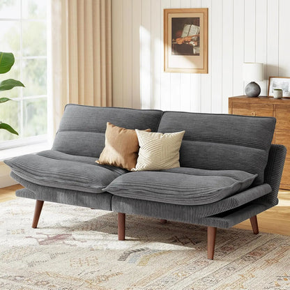 Futon Sofa Bed with Adjustable Backrest & Armrests
