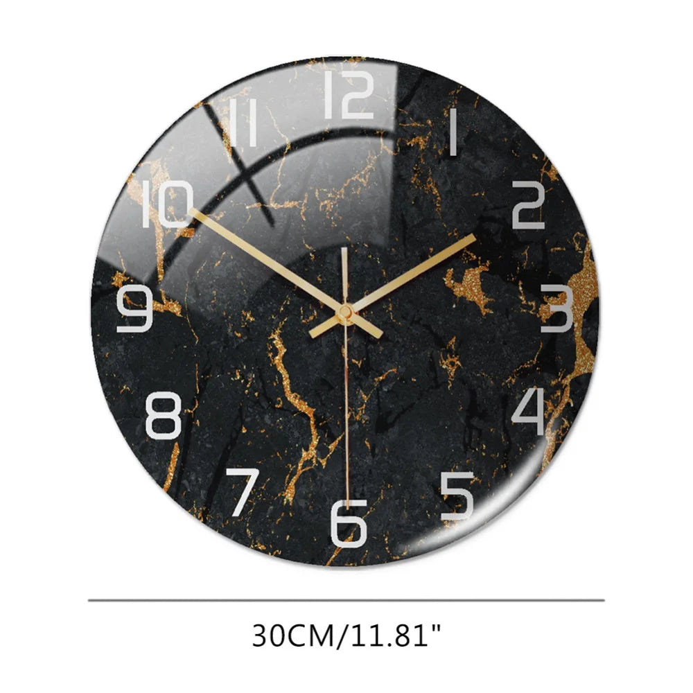 Luxury 3D Acrylic Marble Pattern Wall Adhesive Clock Metal Needles