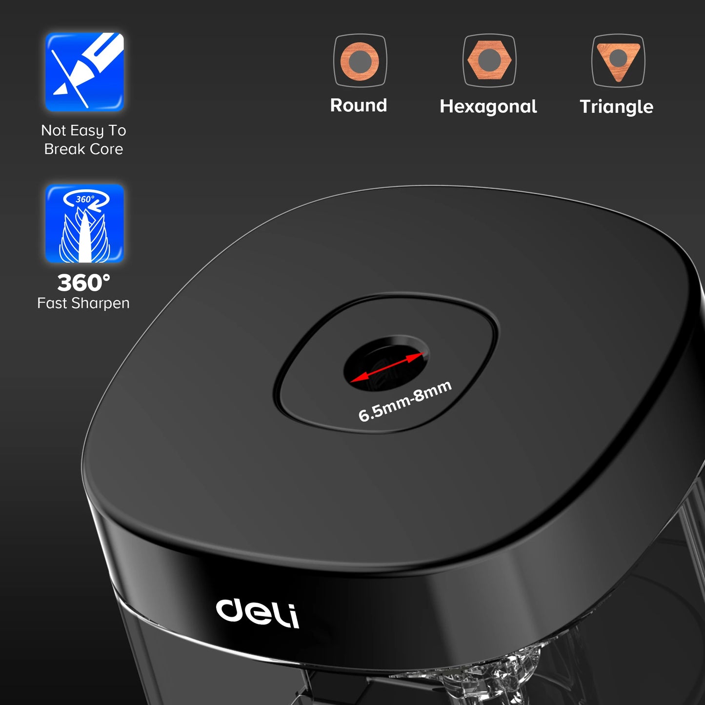 Adjustable Thickness Electric & Battery Operated Pencil Sharpener