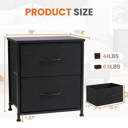 Bedside Nightstand With 2 Fabric Drawers and Lots More