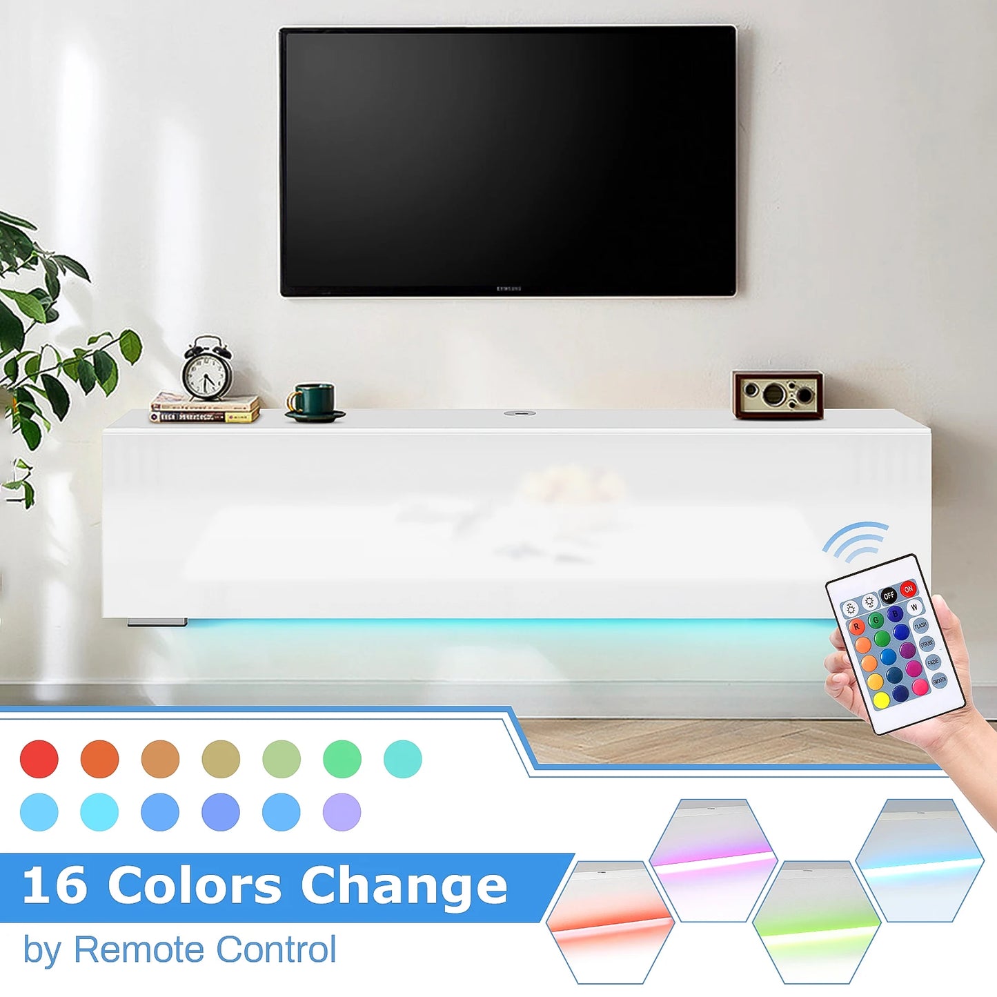 Floating TV Stand With Led Light For TVs up to 63"