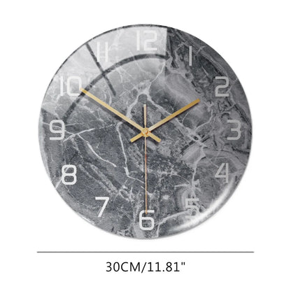 Luxury 3D Acrylic Marble Pattern Wall Adhesive Clock Metal Needles