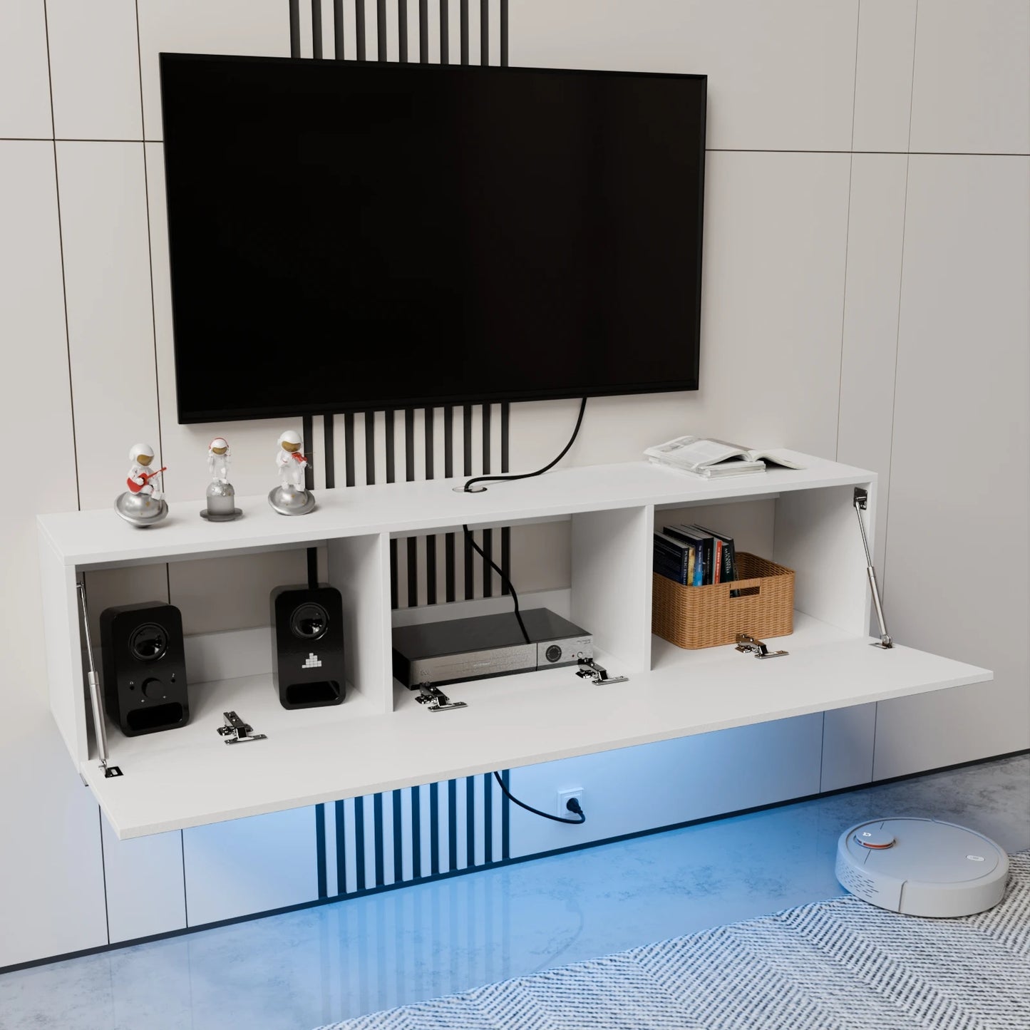 Floating TV Stand With Led Light For TVs up to 63"