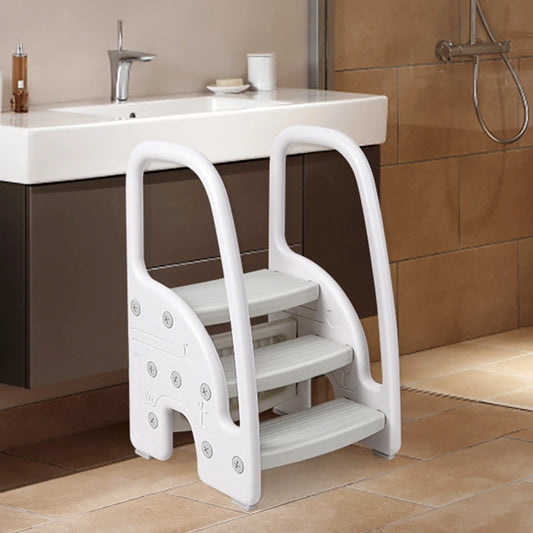Toddler and Kids Step Stool with Handles Sides, Plastic 3 Steps, multi-use